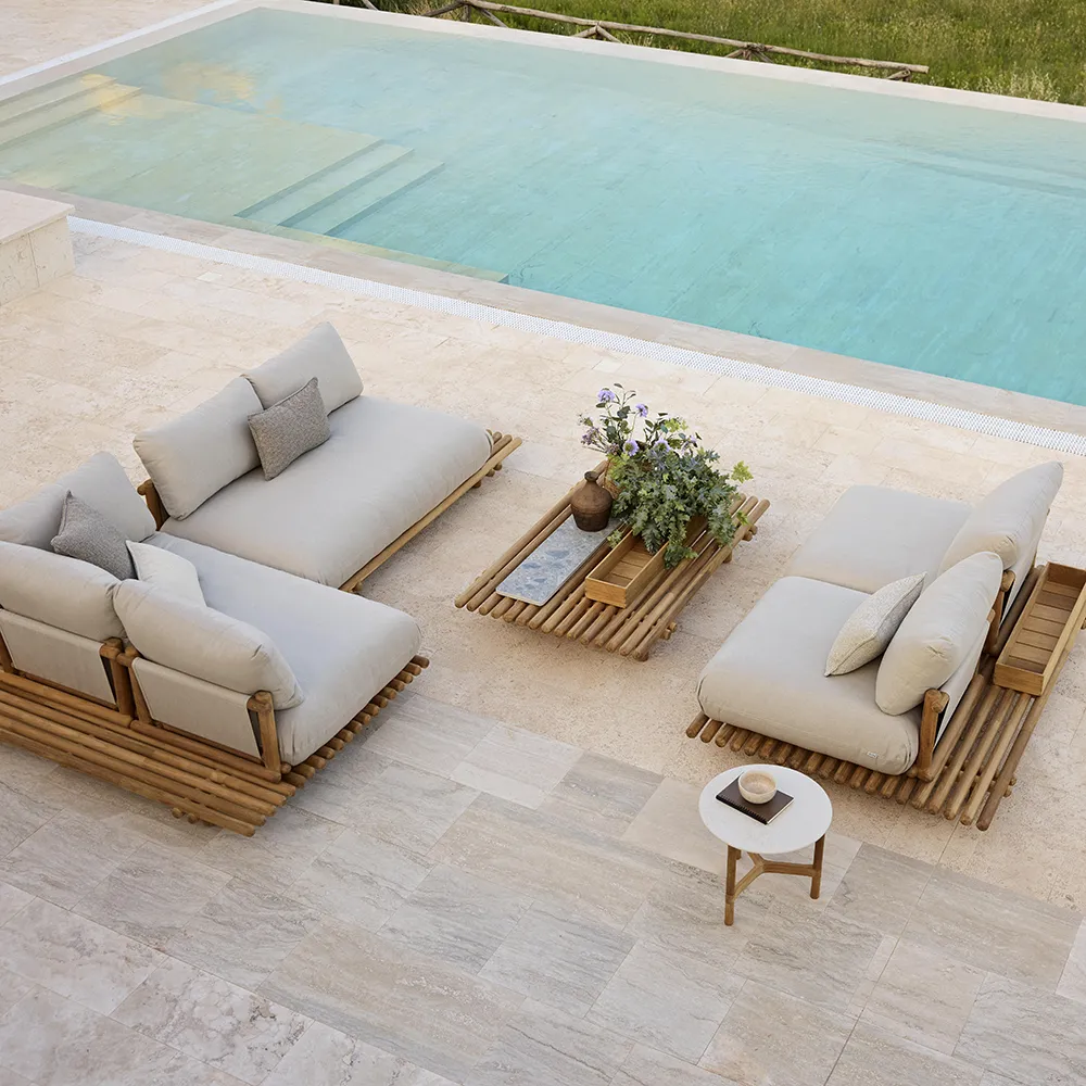 Sticks Sofa mit Chaiselongue Teak/desert sand