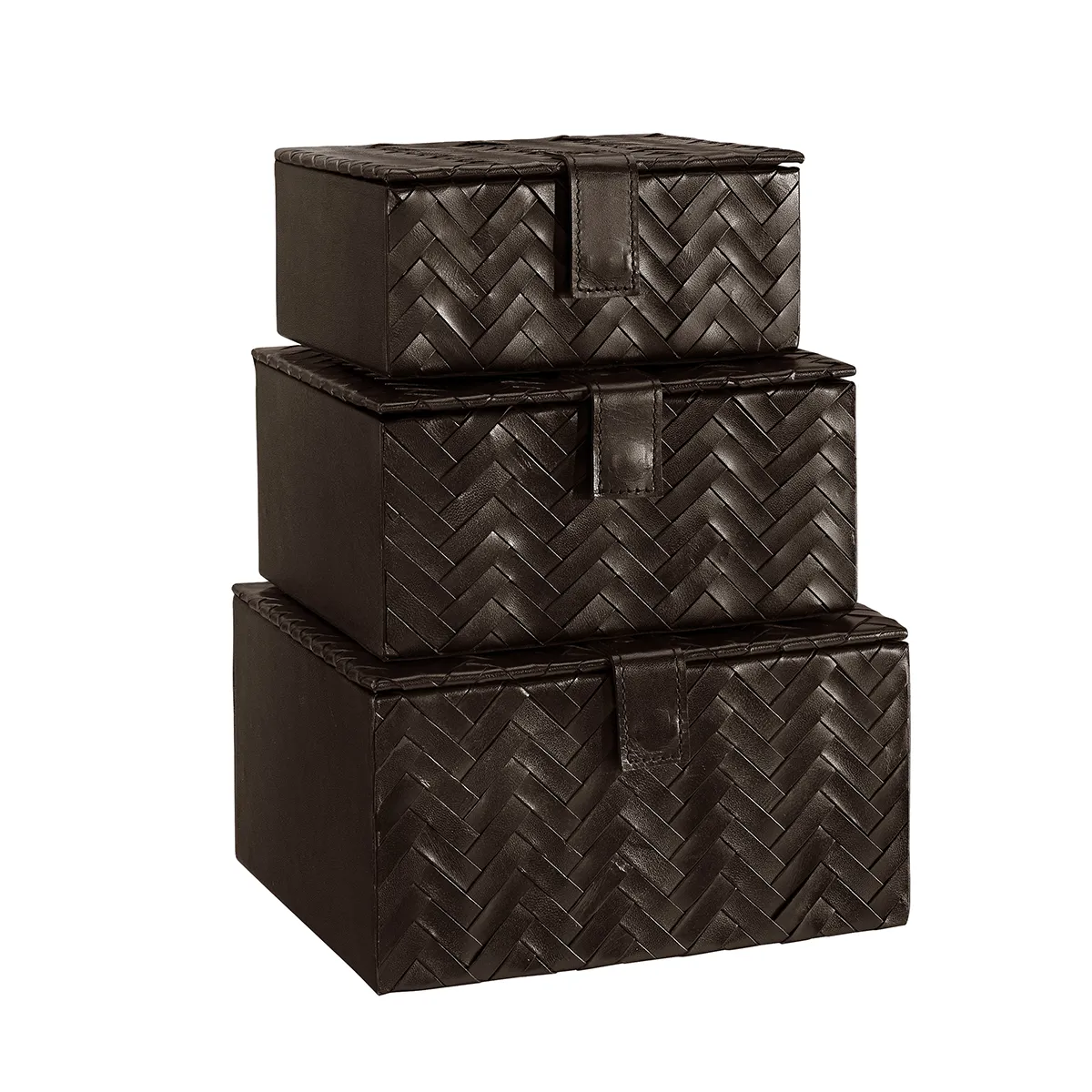 Aufbewahrungsboxen aus Leder 3er-Set Fontana