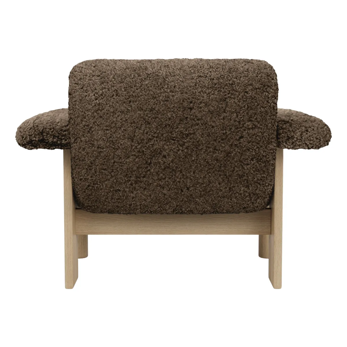 Brasilia Loungesessel, niedrige Rückenlehne, Massiveiche, Sheepskin Nevotex Root