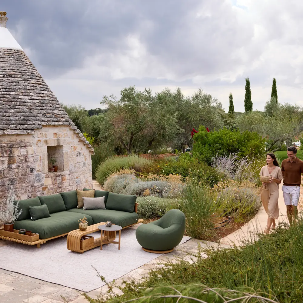 Gem loungesessel m/teak svirvel Dark green, Rise