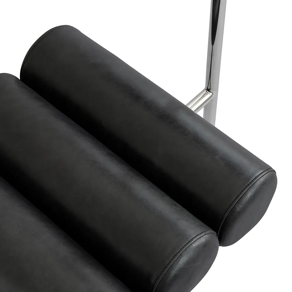 Hiro Esszimmerstuhl Edelstahl - Anilinleder Schwarz