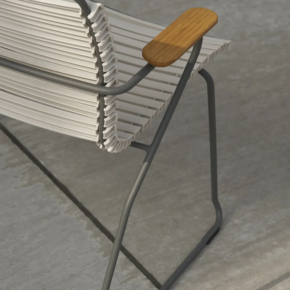 CLICK Sessel weiß/Grau/Bambus