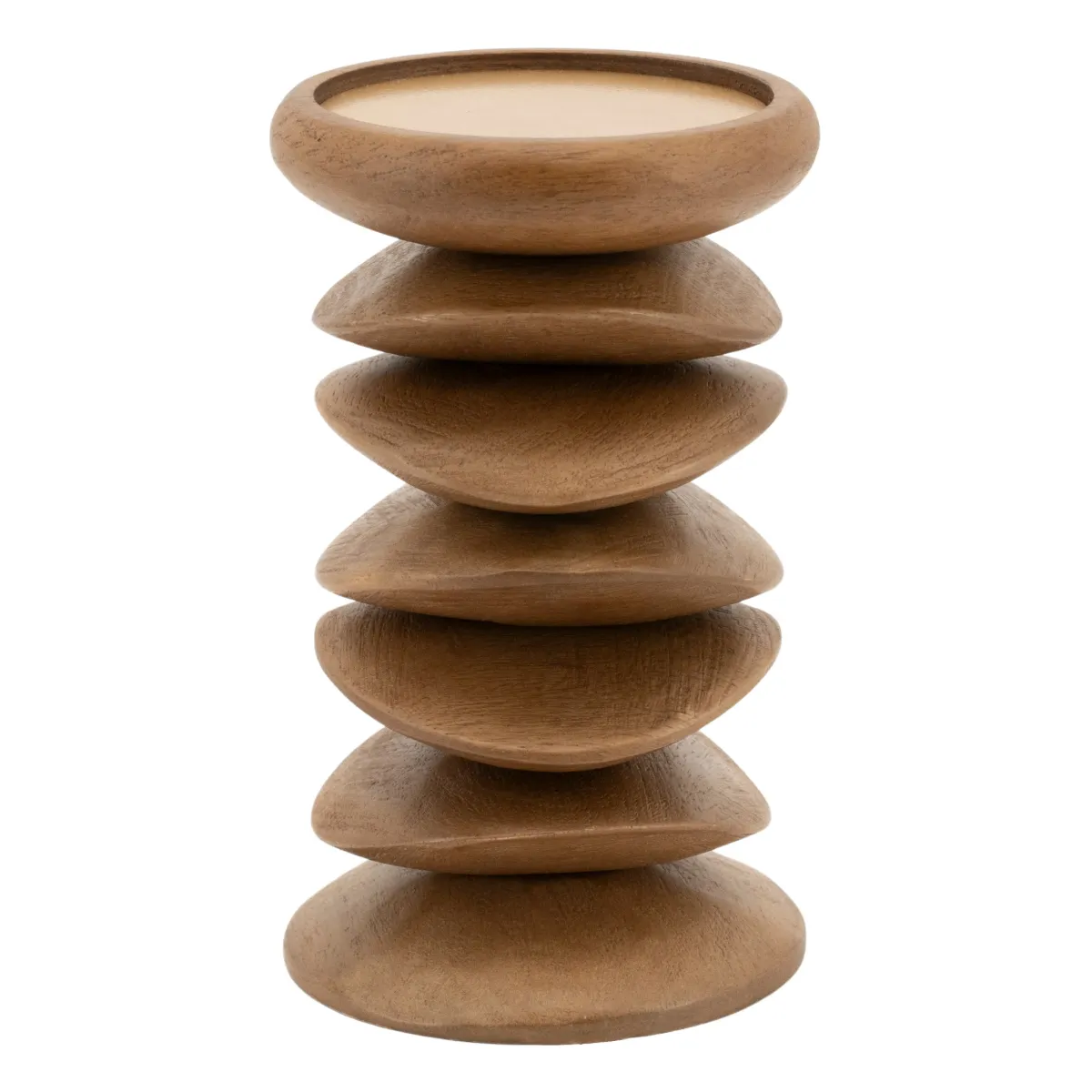 Pillar candle holder Kasane 10x10x15 cm Mangoholz Braun