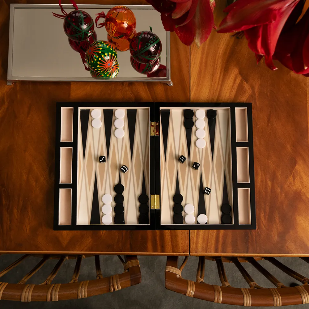 Backgammon Lackiert Black