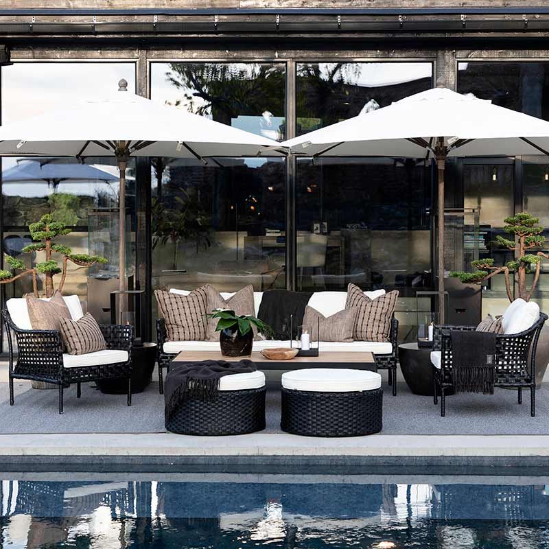 Santa Monica Sofa Schwarz Rattan exkl. Kissen