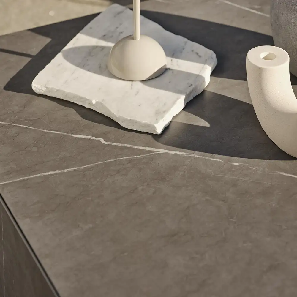 Zten Couchtisch 80x80 in grauer Marmoroptik