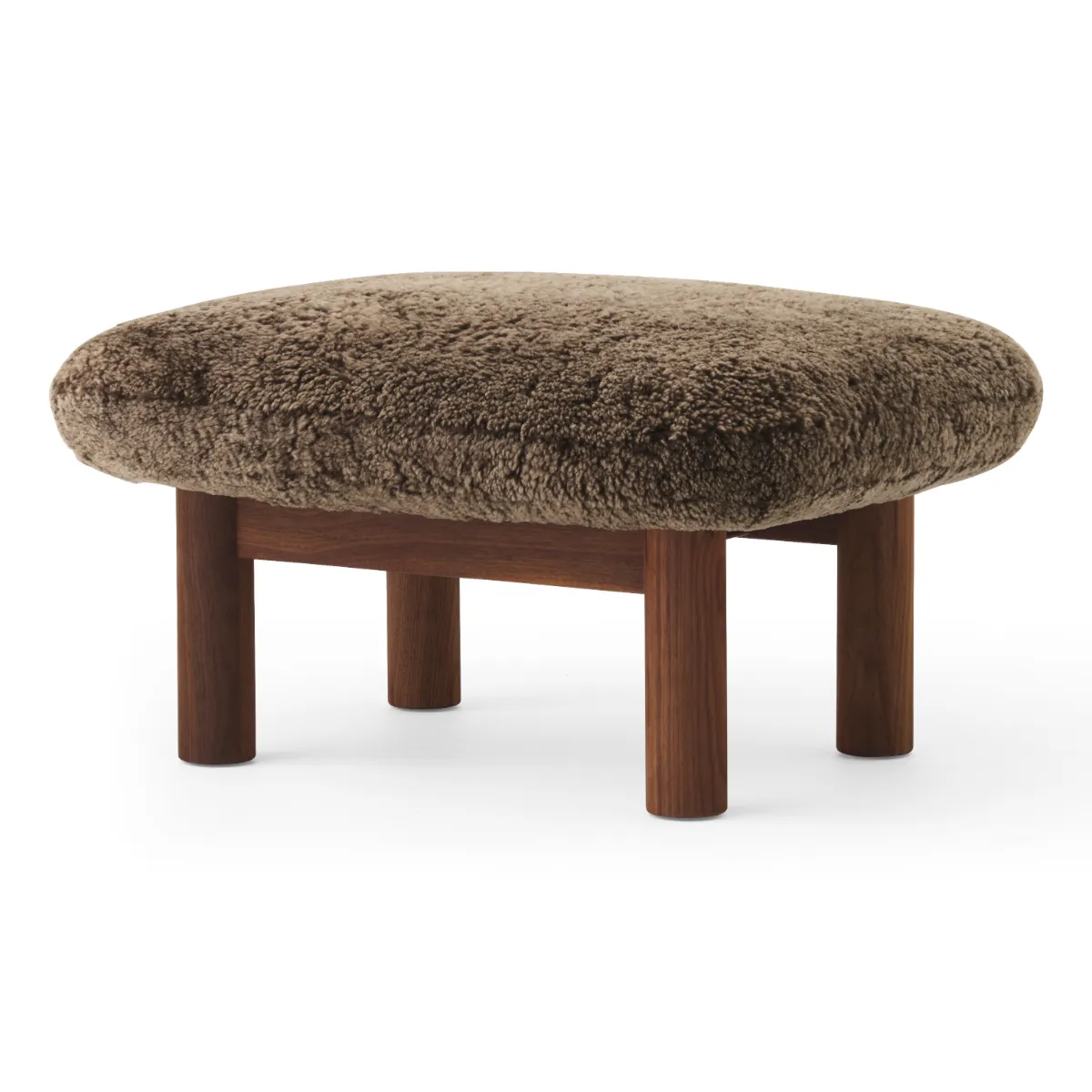 Brasilia Hocker Massiver Nussbaum, Sheepskin Nevotex Root