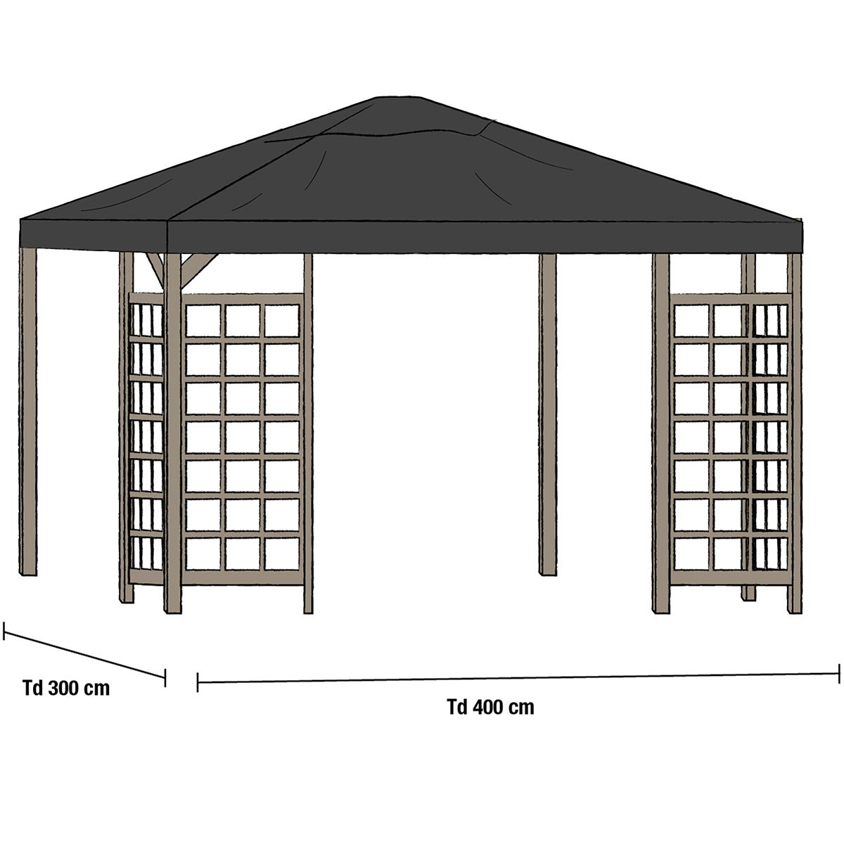 Dachpavillon 300x400 cm schwarz 