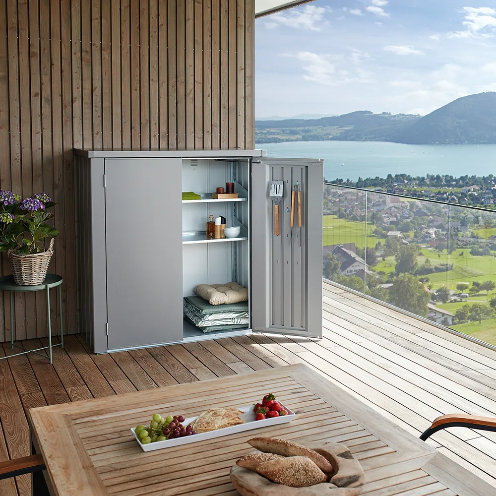 Romeo Terrassenschrank M HIGH metallic quarzgrau