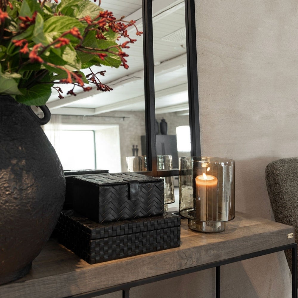 Reef Kerzenlaterne aus Glas Ø24 cm - Rauchbraun