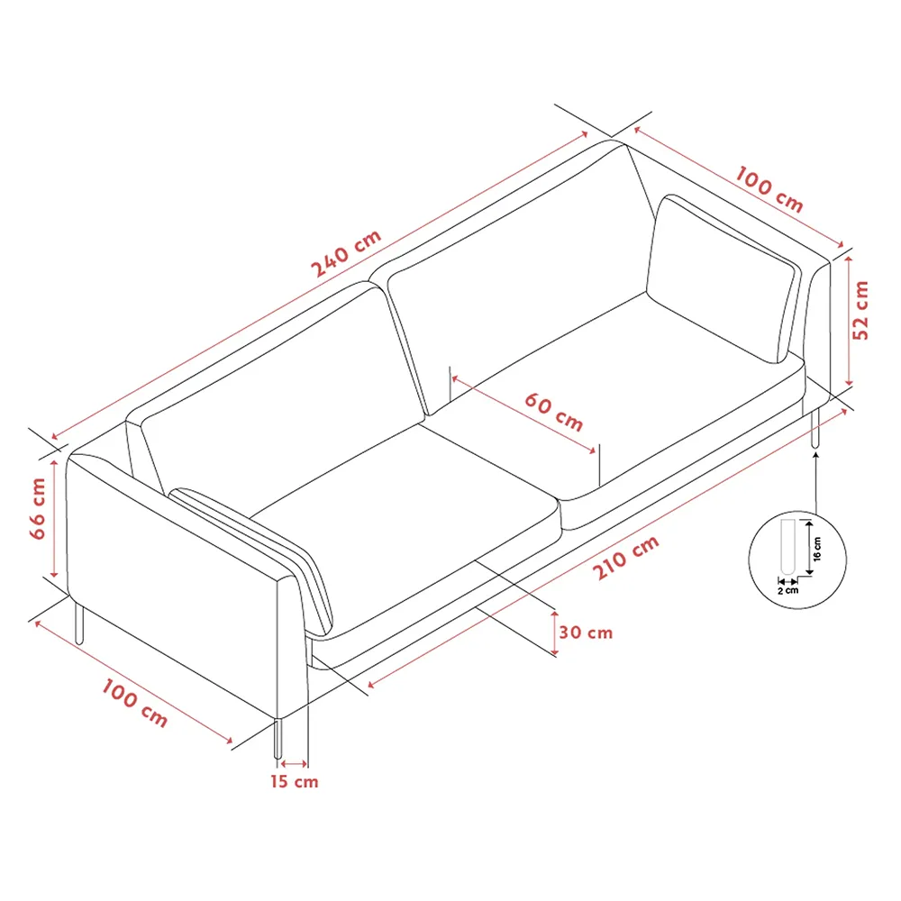 Corwin 3-Sitzer Sofa Stoff Rita Hellbeige