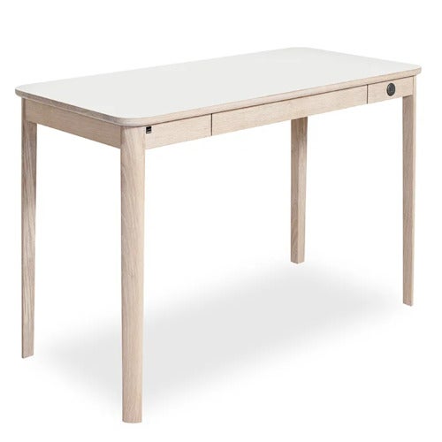 Sm131 Schreibtisch Eiche Weiß Geölt/Weiß Laminat 115X55X74Cm 