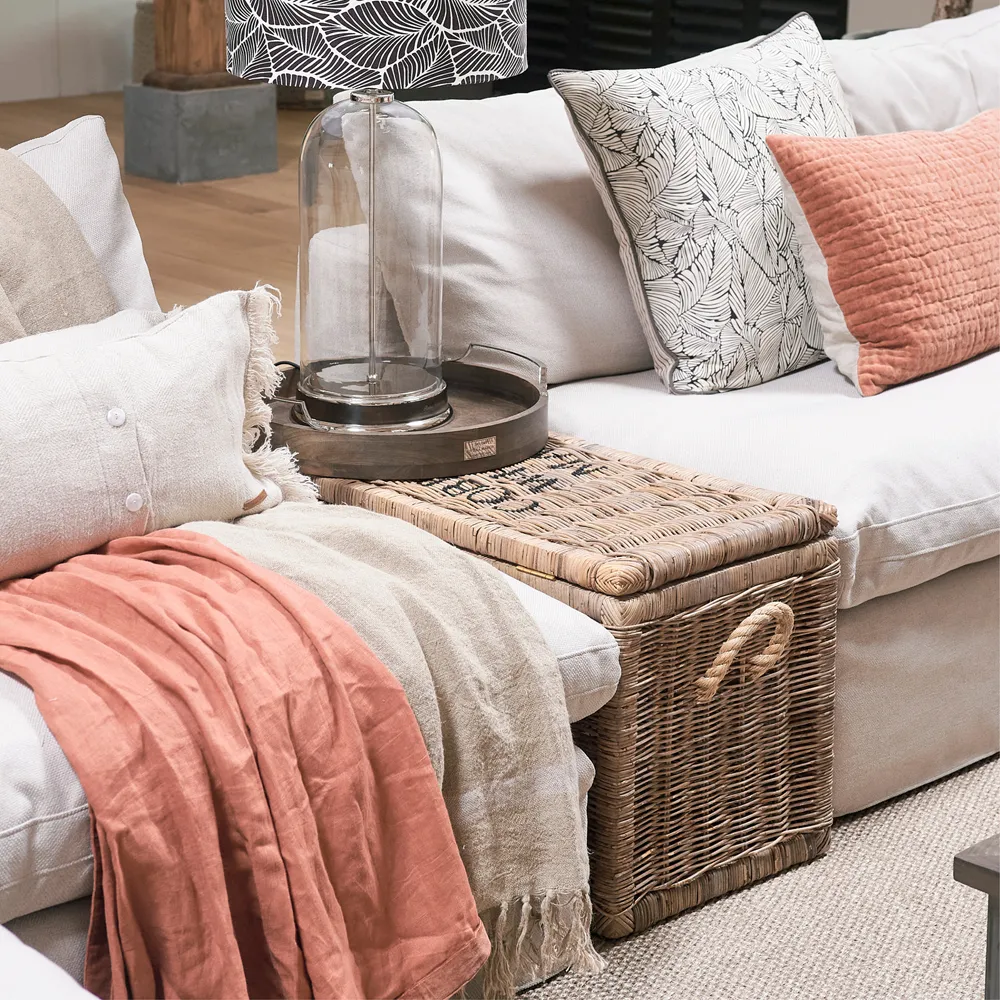  Rustikale Rattantruhe 90x40 cm