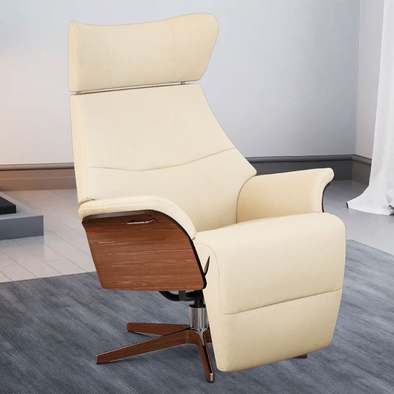 Air Drehsessel mit Fußstütze Stoff B Holz/Aluminium