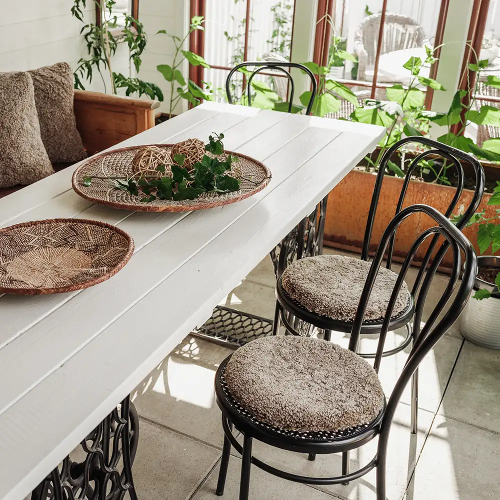 Rundes Sitzkissen Ø34 cm Hellbraun