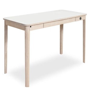Sm131 Schreibtisch Eiche Weiß Geölt/Weiß Laminat 115X55X74Cm 