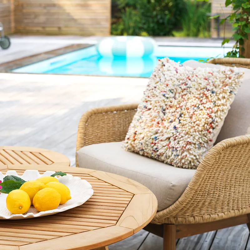 Lily sessel  Twist straw / Plush wheat / teak