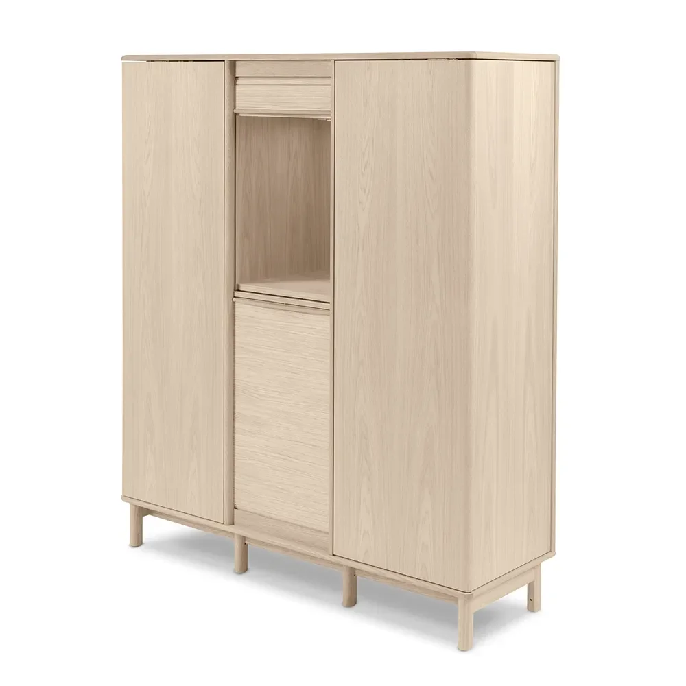 SM546 Hoher Sideboard aus weiß geöltem Eichenholz