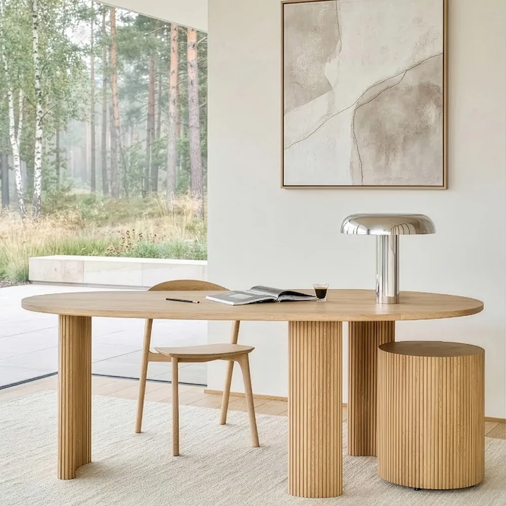 Schreibtisch aus lackierter Eiche Boomerang 200x100 cm