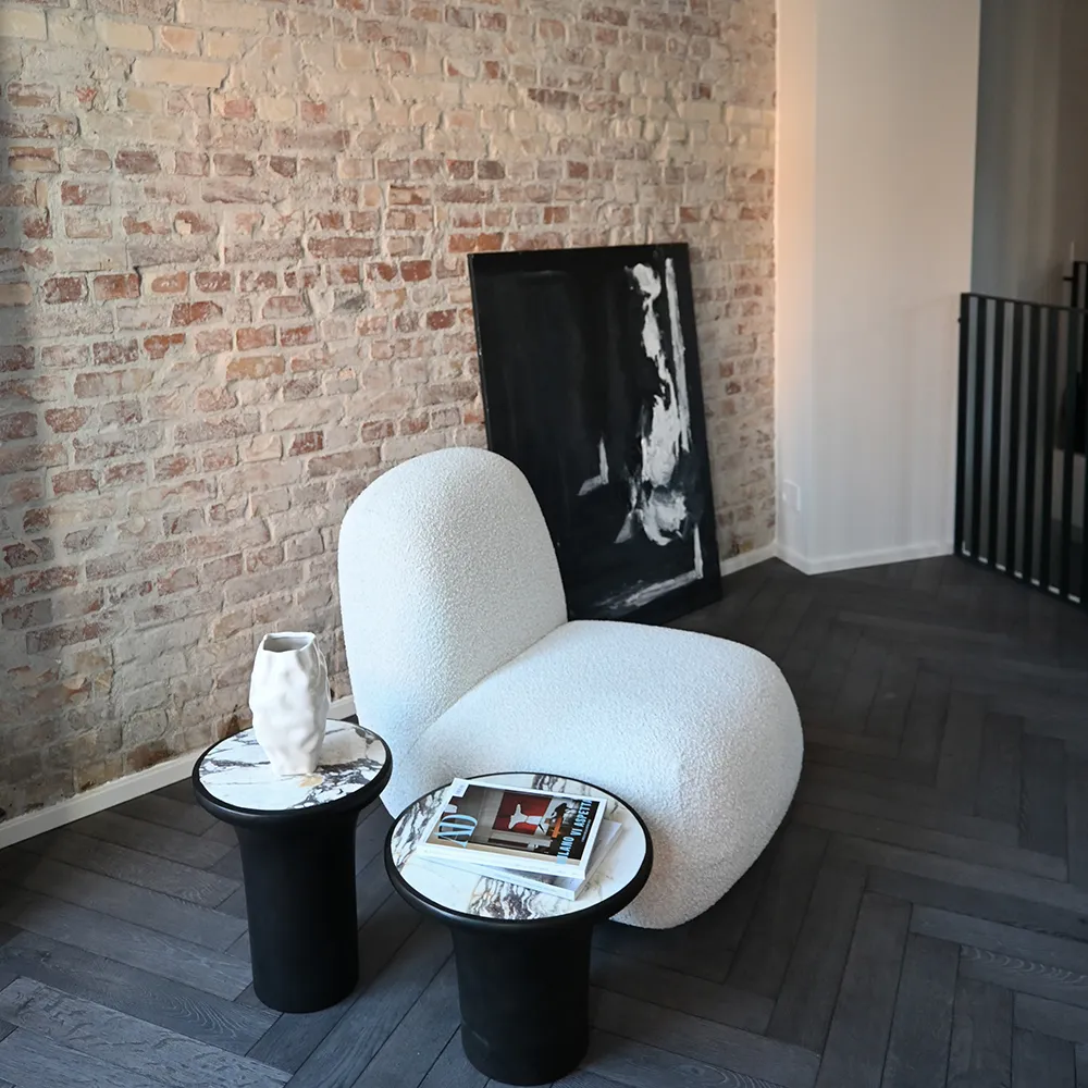 Trumpet Couchtisch, hoch – Calacatta