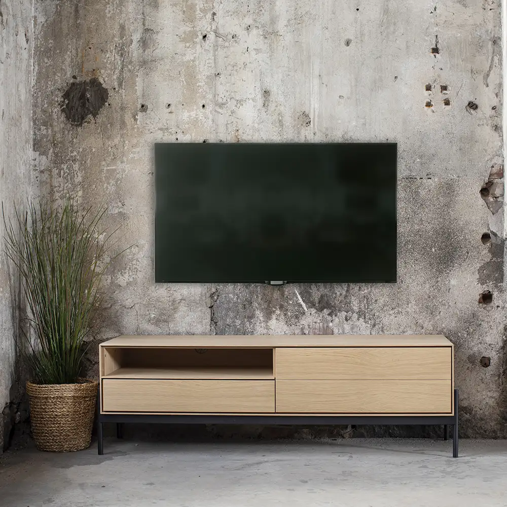 Ale TV-Bank 144 cm Eiche weiß geölt