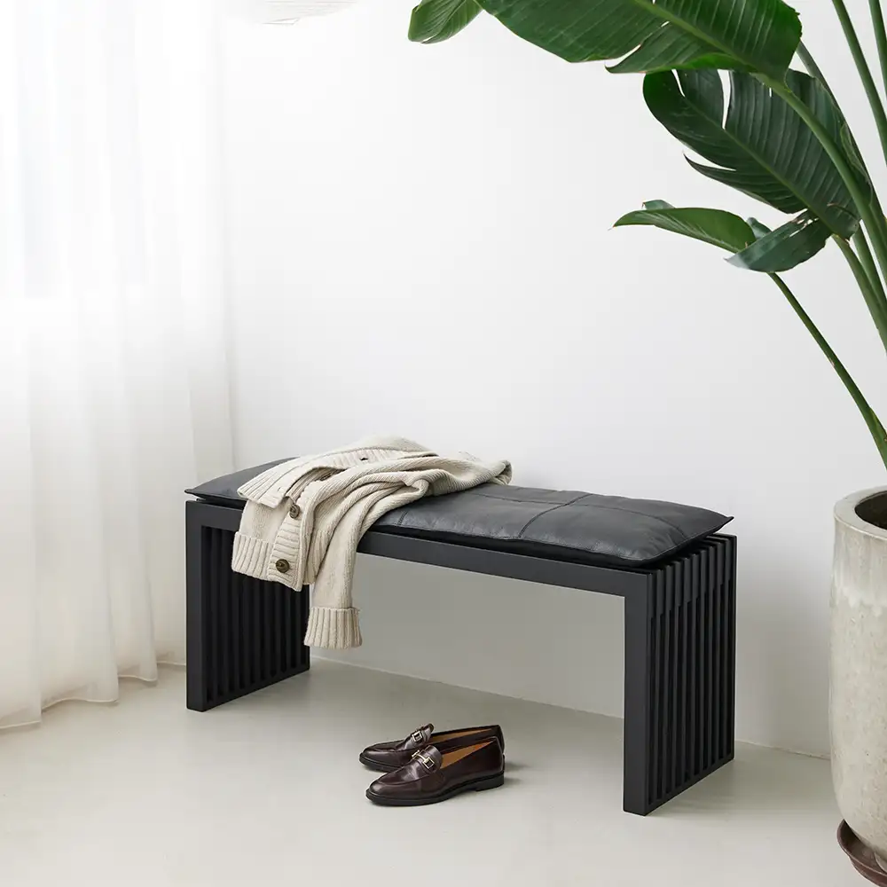 Rib bank 104 cm Schwarz