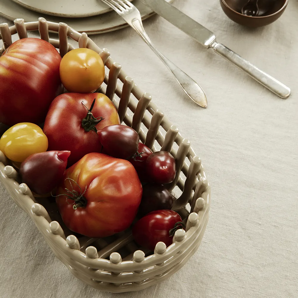 Ceramic Basket - Oval - Cashmere