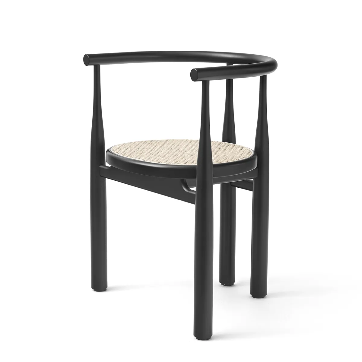 Armlehnstuhl Bukowski Rattan Black