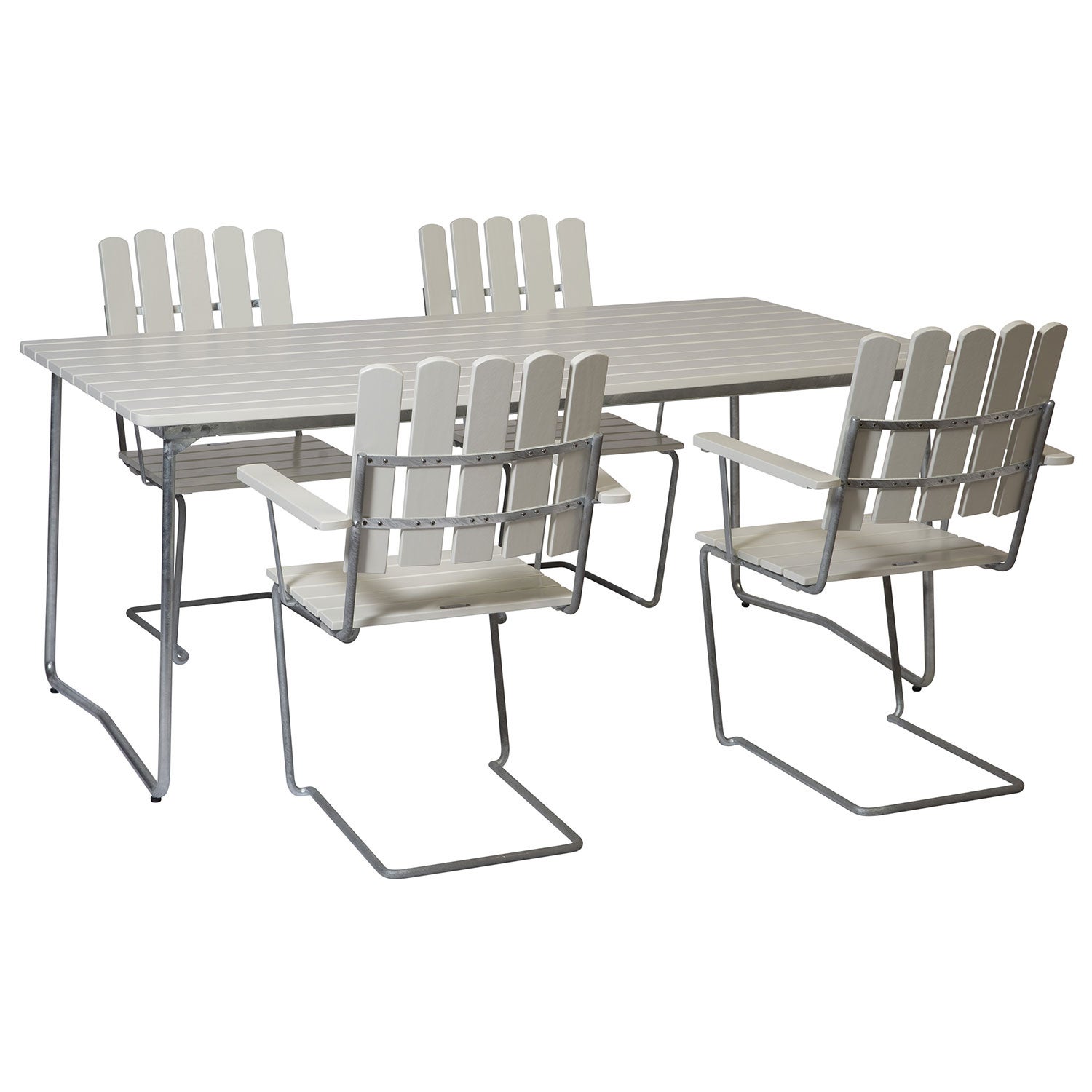 Esstischgruppe B31 170 cm & A2 Eiche weiß lackiert