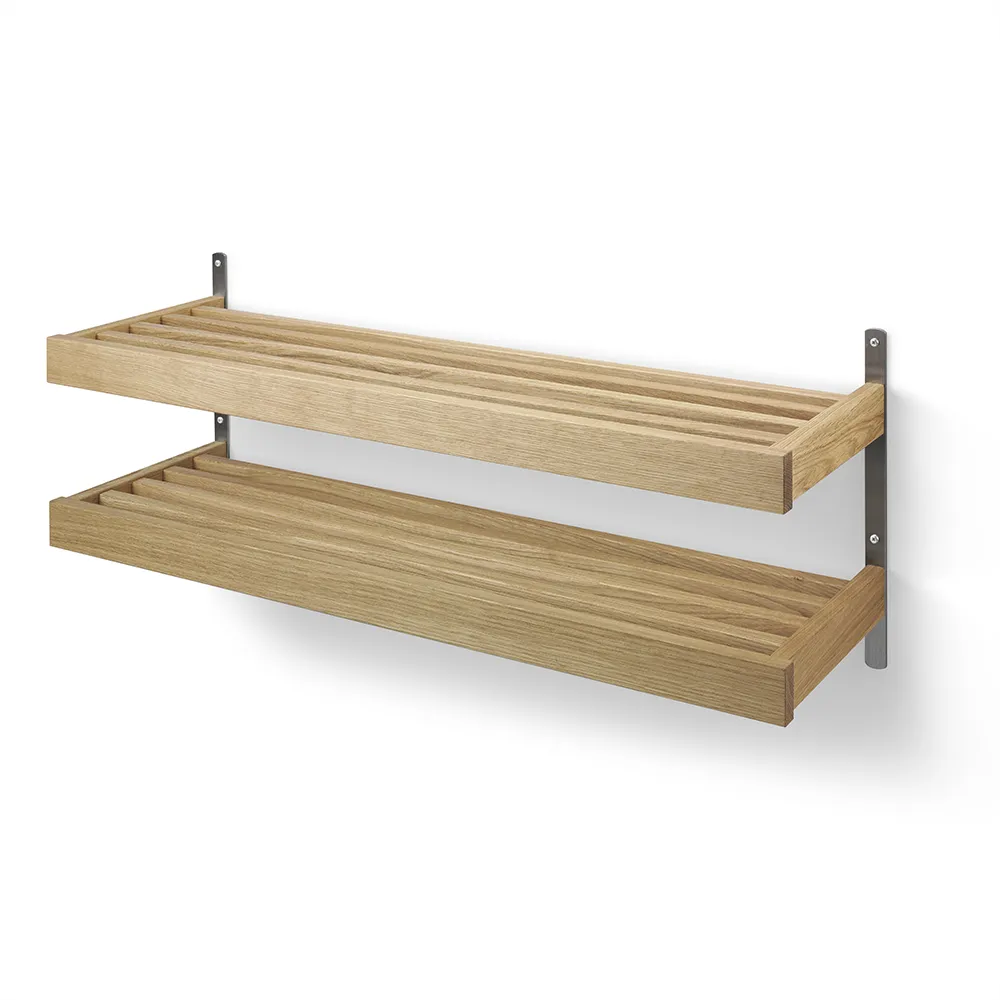 Nadja Schuhregal 100 cm 2 Ebenen Wandmontage Geölte Eiche/Schliffstahl
