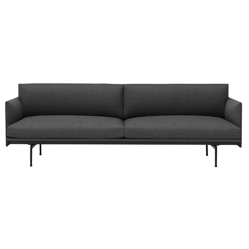 Outline Sofa 3-Seater - Black Base - Remix 163 Black