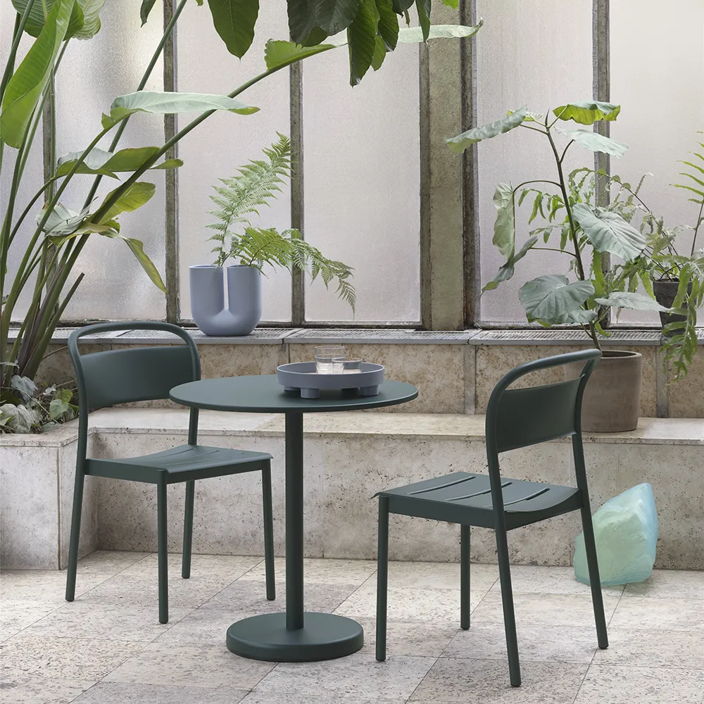 Linear Steel Esstischstuhl Pale Blue 