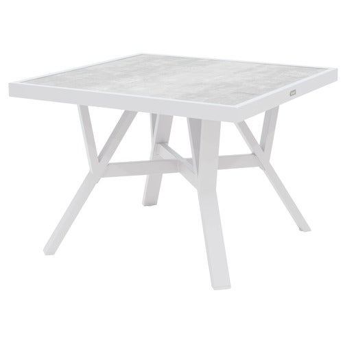 Samvaro tisch 90x90 cm inklusive Glasplatte Weiß / Light Grey