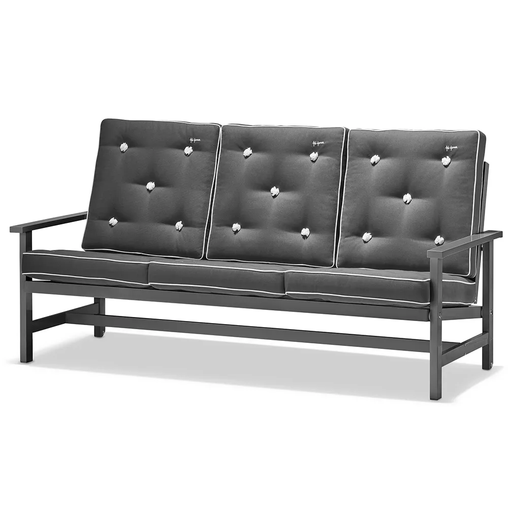 Sofa 3-Sitzer Grau Aluminium