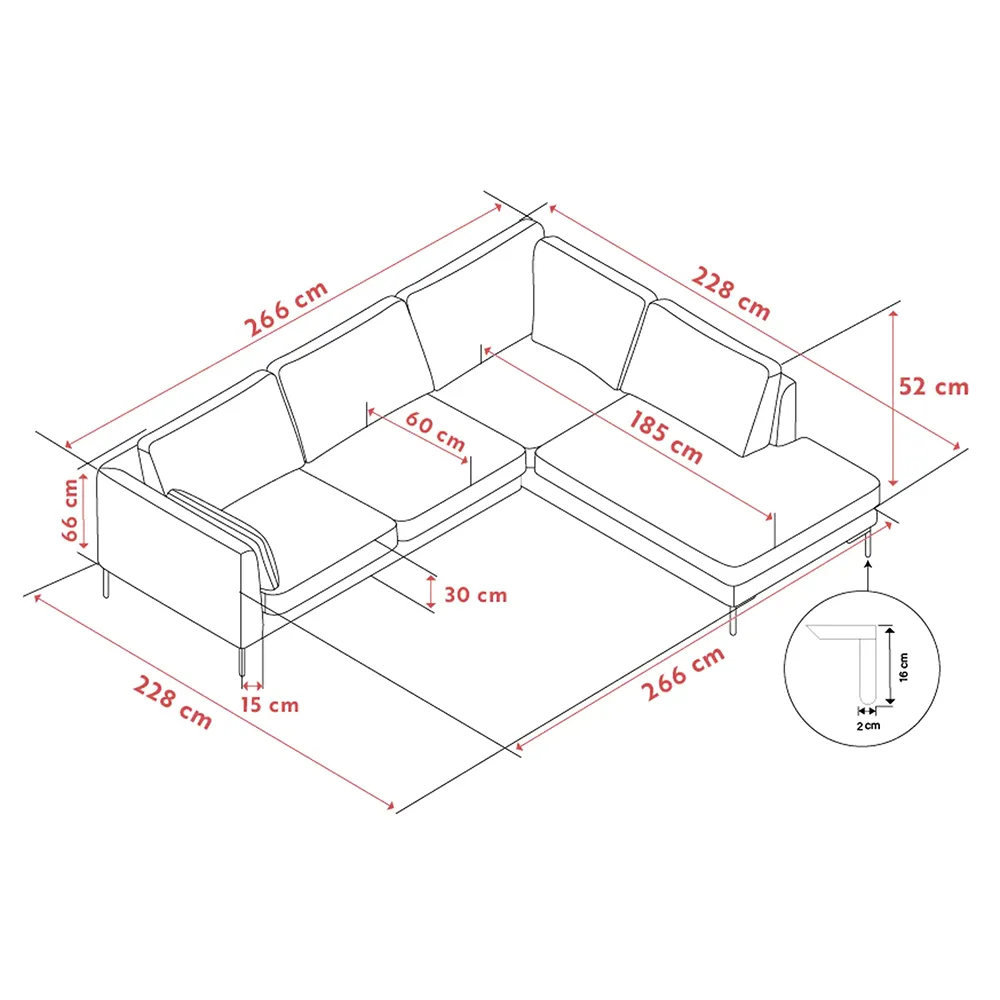 Corwin Ecksofa 2,5+2,5-Sitzer offenes Ende rechts Stoff Rita hellbeige