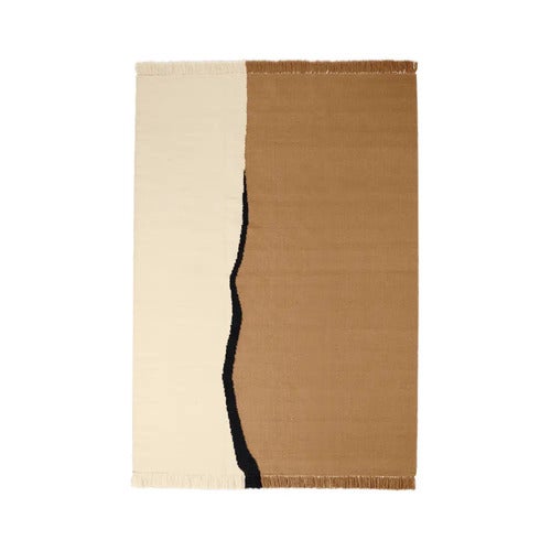 Soil Kelim Teppich 170x240 cm- Dark Sand/Off-white