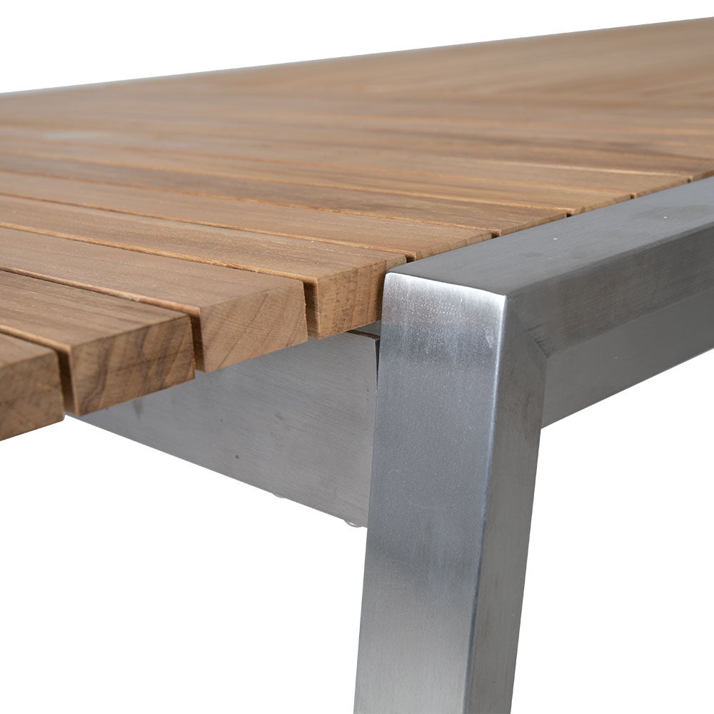 Naos Esstisch 100x220-320 cm Edelstahl/Teak