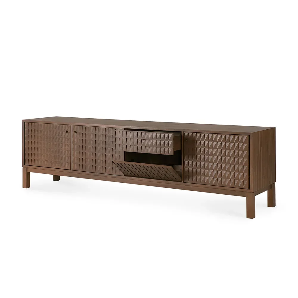 TV-Lowboard aus Teak Sono Light Brown L212 cm