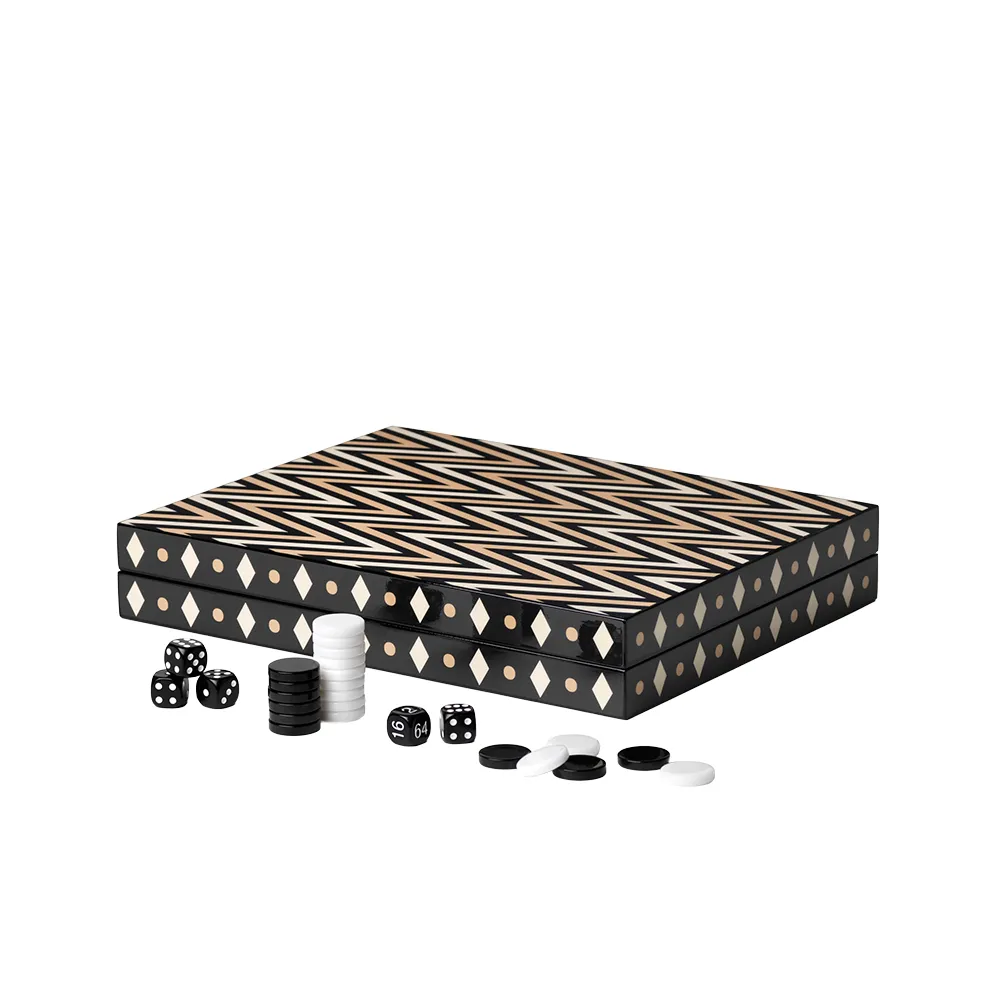 Backgammon Lackiert Black