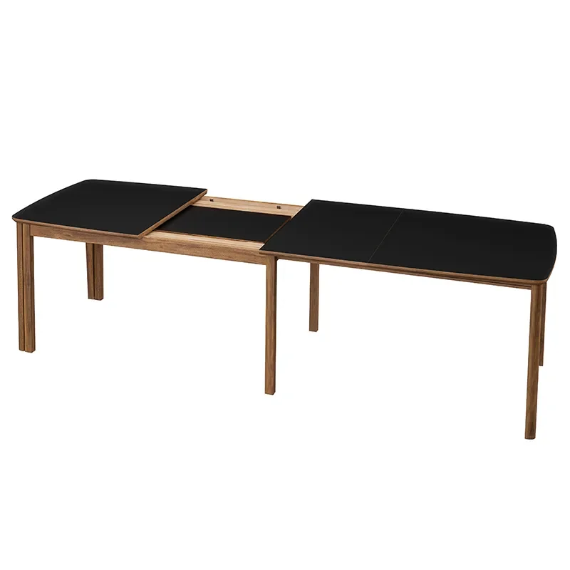 SM107 Esstisch 101x160-316-368 cm Geolte Walnuss - Schwarzes Nanolaminat.