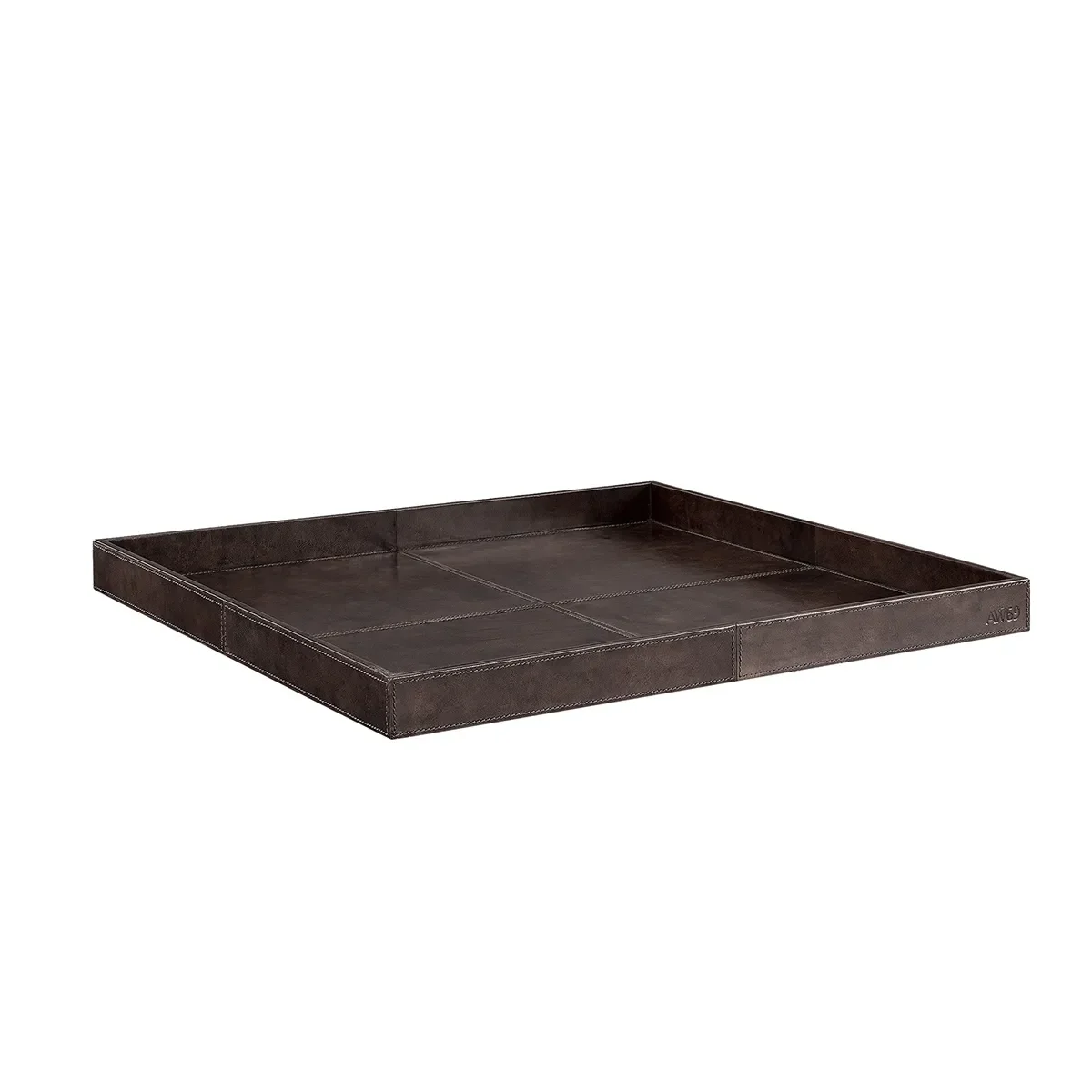 Quadratisches Tablett aus Leder Mendoza Deep brown