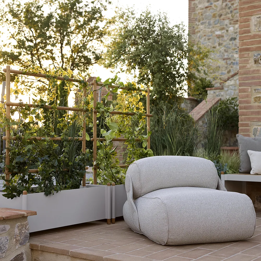 Sticks planter 103x58 cm mit Gestell Teak/Sand