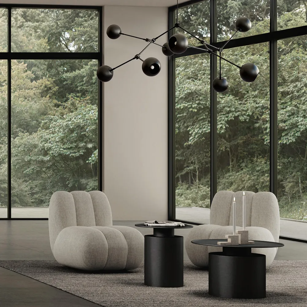 Pillar-Couchtisch niedrig – Gebranntes Schwarz