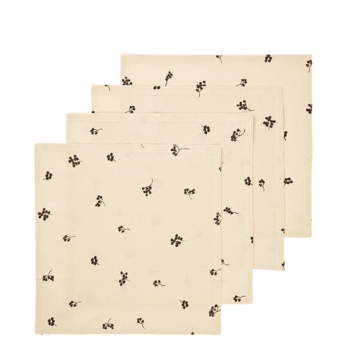 Baies Servietten 4er-Pack Natur/Dunkelschokolade