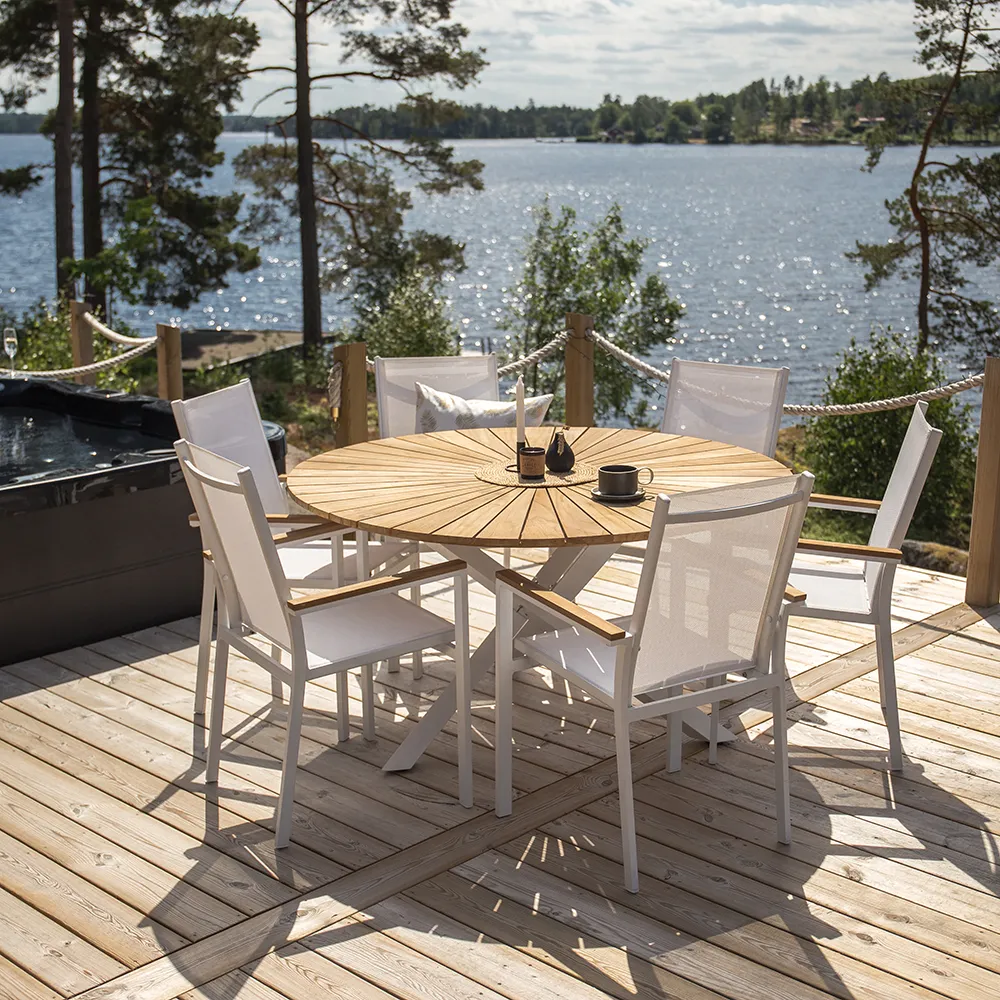 Mexico Esstisch Ø140 cm Weiß/Teak