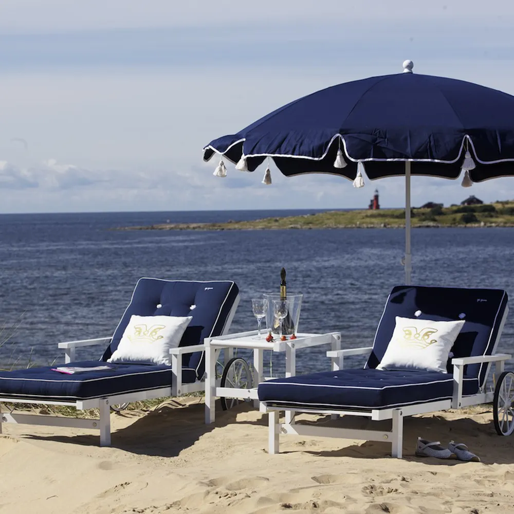 Sonnenliege mit Armlehnen Weiß Aluminium