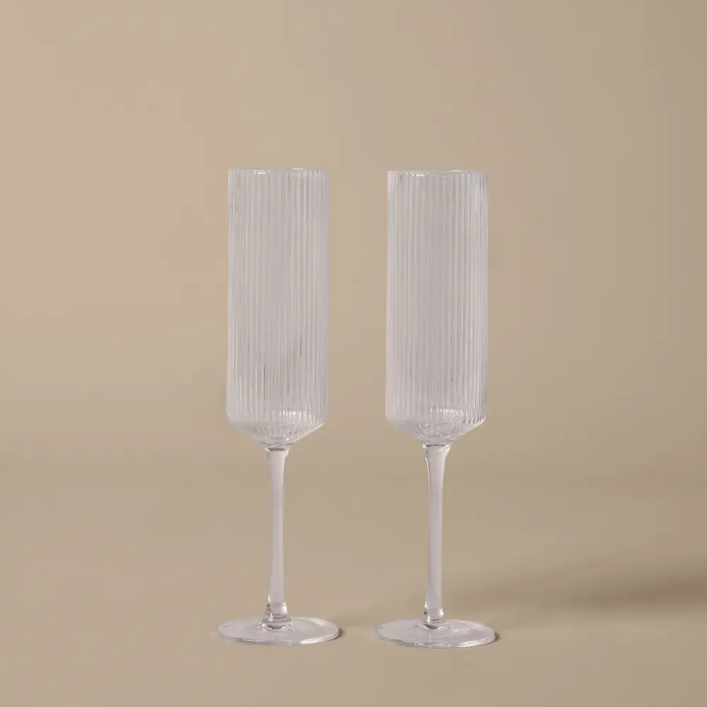 Champagnerglas 2er Pack Ripple Clear