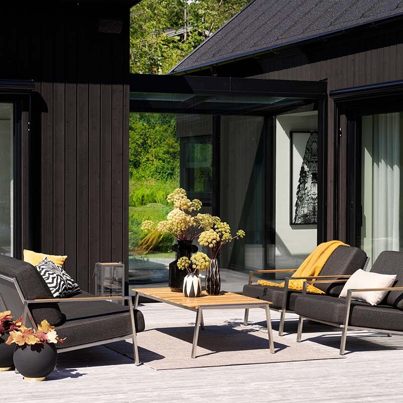 Naos 2,5-Sitzer Sofa Edelstahl/fast schwarz