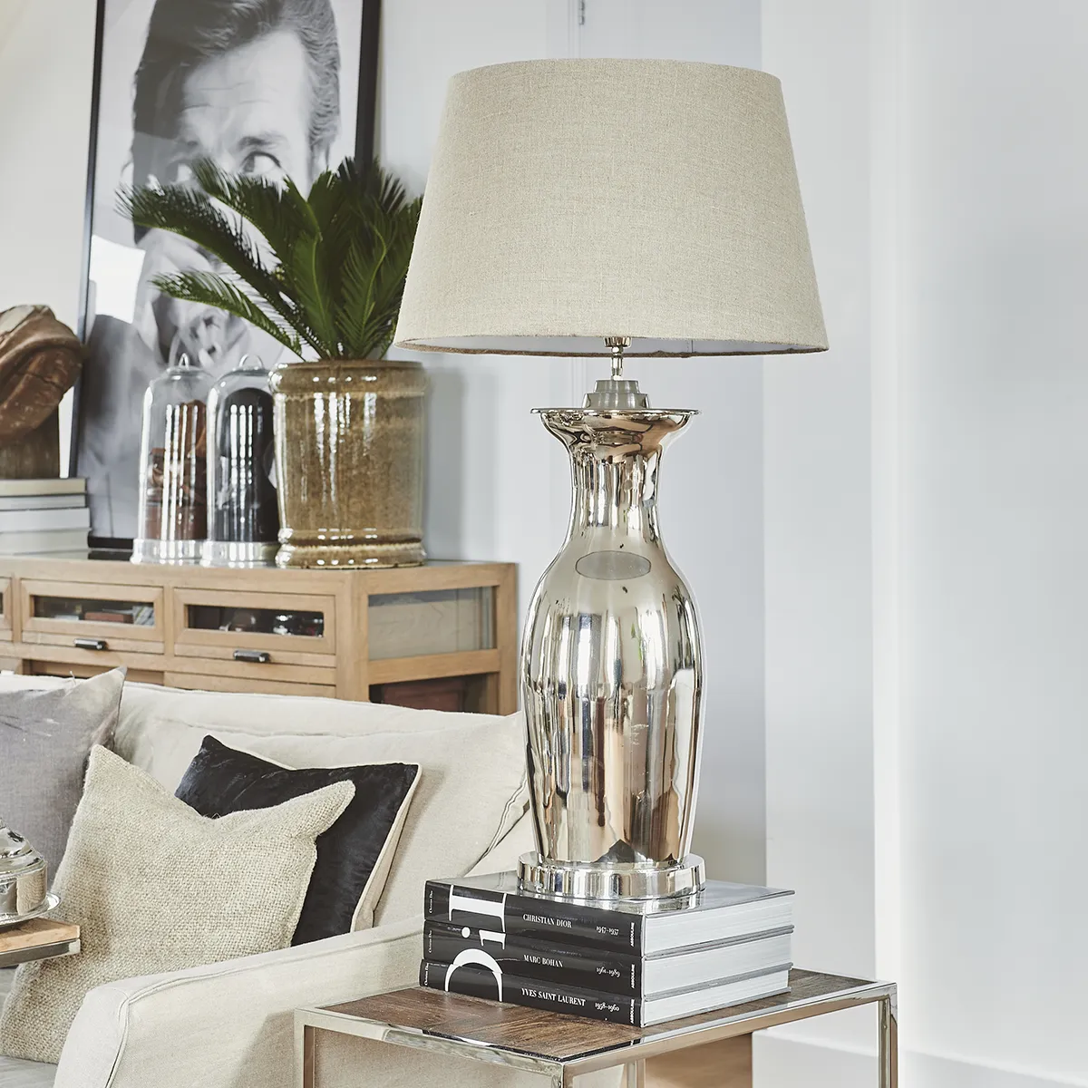 Tischlampe Roger Hotel H65 cm Silver