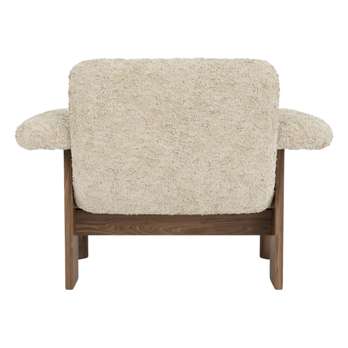 Brasilia Loungesessel Vollbezogen Niedrige Rückenlehne Vierbeingestell Massiv Nussbaum Sheepskin Nevotex Nature